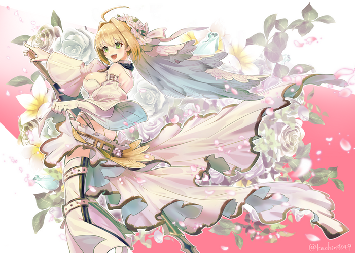 Nero Claudius from Fate Series with Flowers