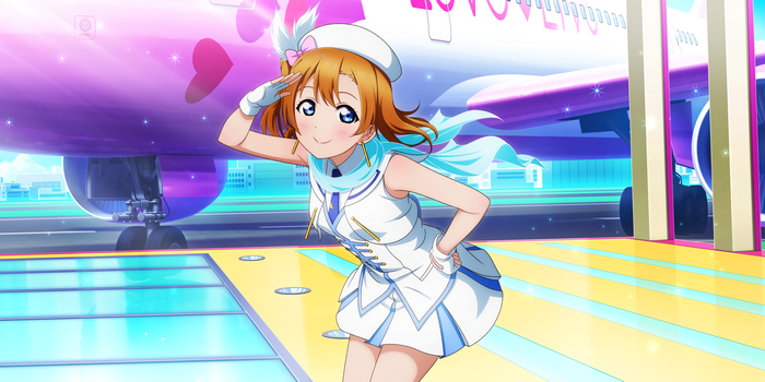 Honoka Kousaka from Love Live! at an airport