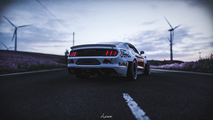 Ford Mustang RTR drift car with Red Bull livery