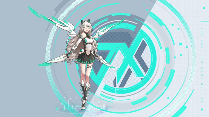 Anime girl with wings and cybernetic elements