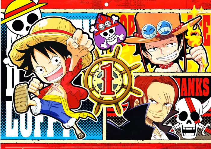 4K One Piece: Monkey D. Luffy, Ace, and Shanks