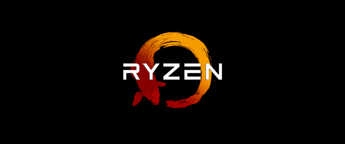 Ryzen logo with koi fish and brush stroke circle
