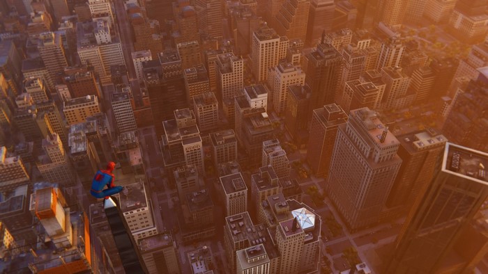 Spider-Man from Marvel's Spider-Man overlooking a city