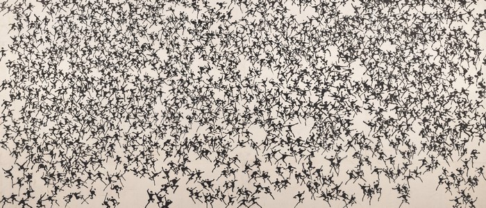 Ink drawing of a crowd of people