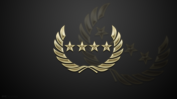 Golden Laurel Wreath with Four Stars Emblem