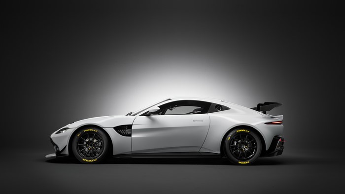 White Aston Martin GT4 race car