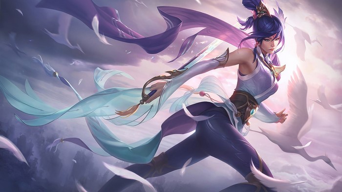 Fiora from League of Legends with birds and sword