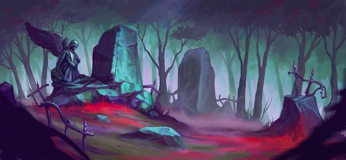 4K digital painting of a cemetery by Kerim Turay
