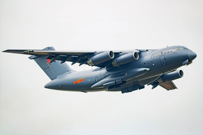 Y-20 Tactical Air Transport Aircraft in Flight