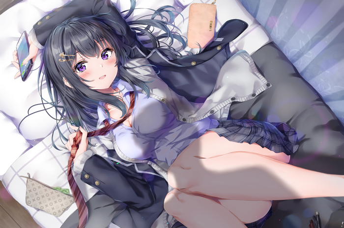 Kuria in School Uniform on Bed