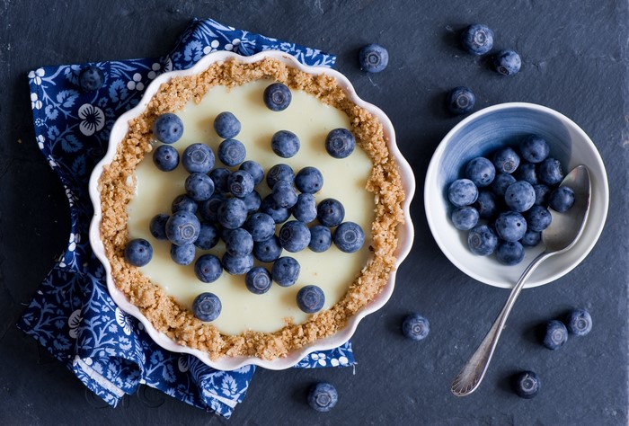 Blueberry pie with a graham cracker crust