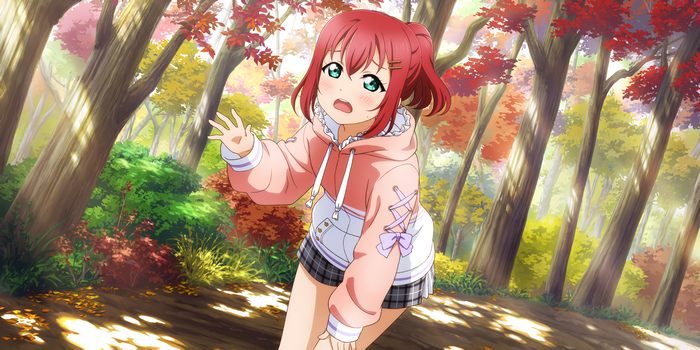 Kurosawa Ruby from Love Live! Sunshine!! in autumn forest