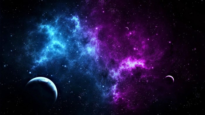 Colorful galaxy with planets and stars