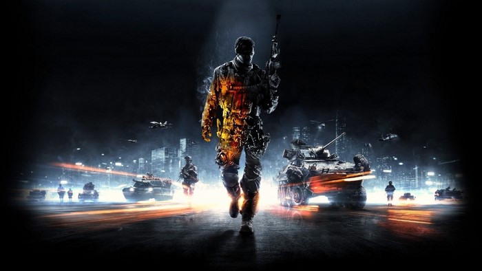 Soldier with rifle in Battlefield 3 urban combat