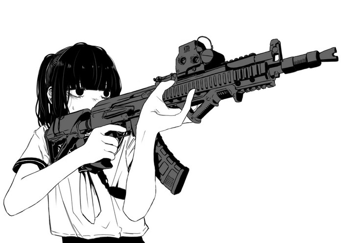 Girl with AK-104 rifle