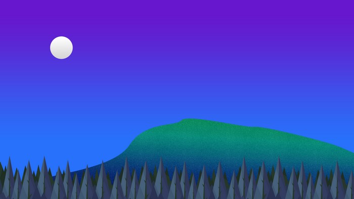 Minimalist Night Landscape with Moon and Forest