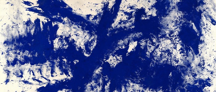 Abstract blue painting on white background