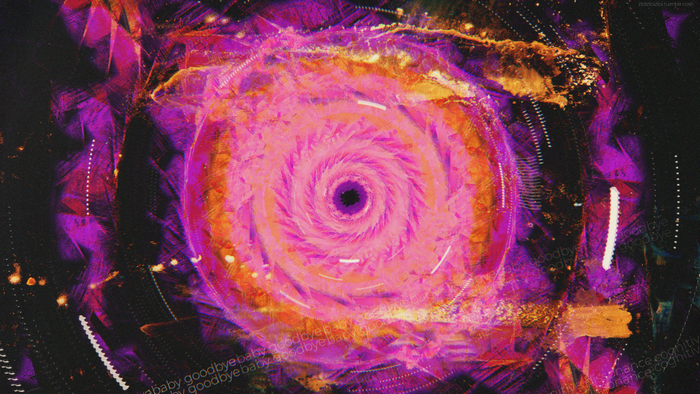 Abstract swirling vortex with glitch art elements