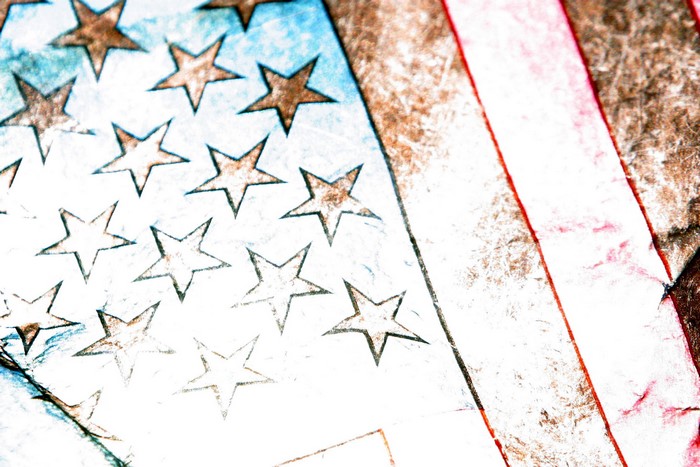 Close-up of American Flag Stars and Stripes