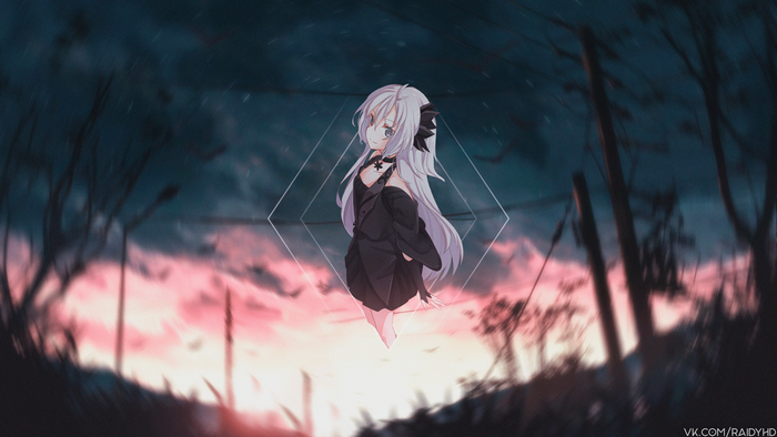 Anime girl with long ash blonde hair