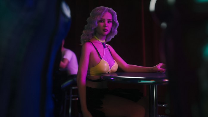 Woman in yellow top at bar in City of Broken Dreamers