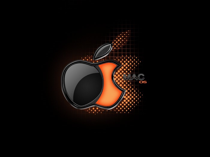 Mac OS Apple logo with orange and black design