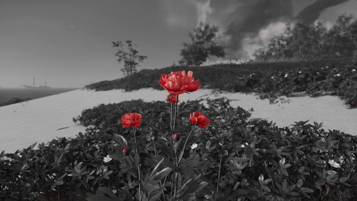 Selective coloring of red flowers in Ghost of Tsushima
