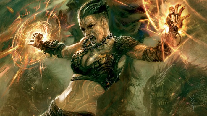 Woman casting magic in Hellgate: London