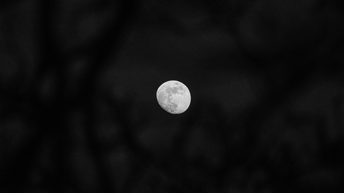 Moon in the dark night sky