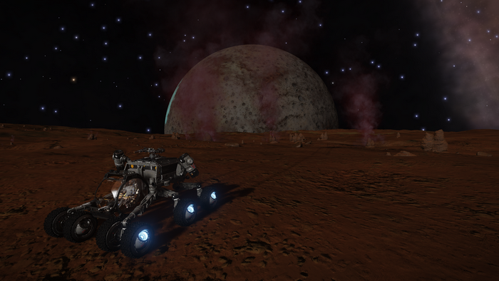 Planetary rover on alien planet in Elite: Dangerous