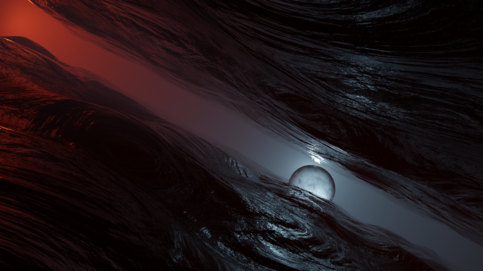 Abstract 3D render with glowing orb
