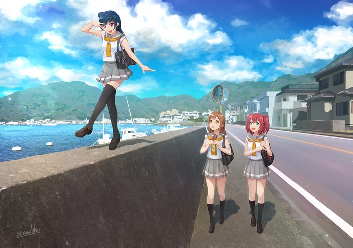 Tsushima Yoshiko, Kurosawa Ruby, and Kunikida Hanamaru from Love Live! Sunshine