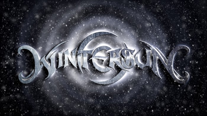 Wintersun logo with snow and galaxy background