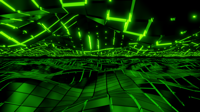 Abstract 3D green geometric landscape