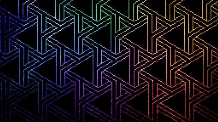 Pixel art geometric pattern with triangles and squares