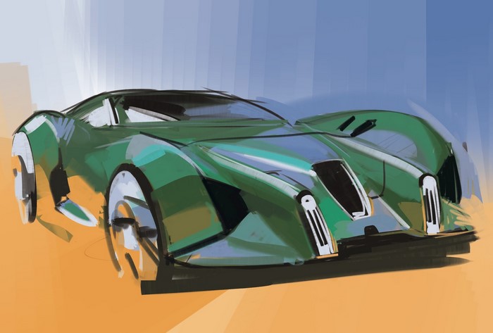 Green concept sports car by Aleksandr Sidelnikov
