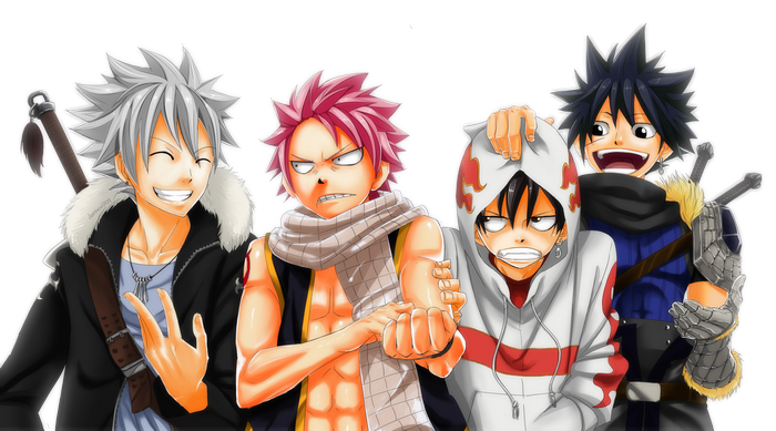 Natsu, Gray, Lucy, and Happy from Fairy Tail
