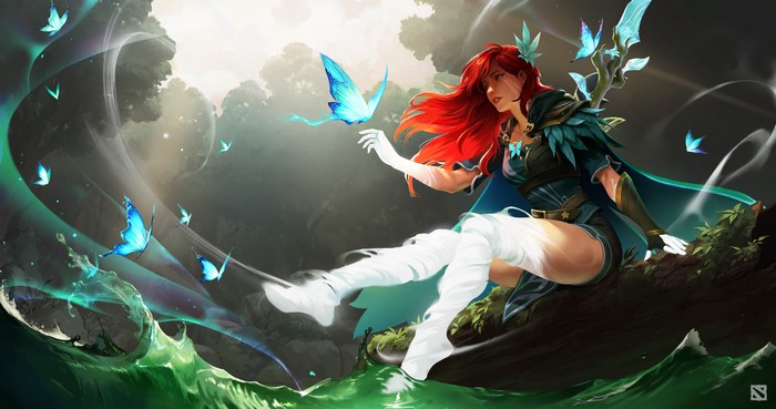 Windranger from Dota 2 with butterflies