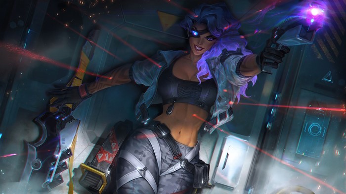 Samira from League of Legends with guns