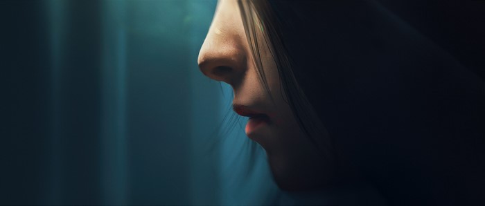 Digital painting of a woman's face in profile