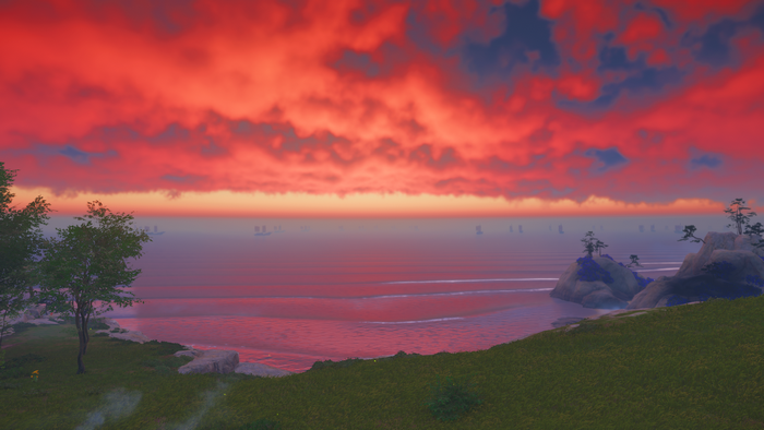 Ghost of Tsushima ocean sunset with islands