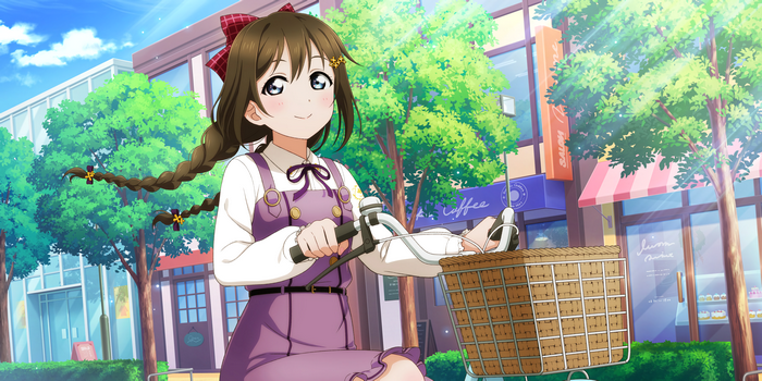 Shizuku Osaka from Love Live! Sunshine riding a bicycle