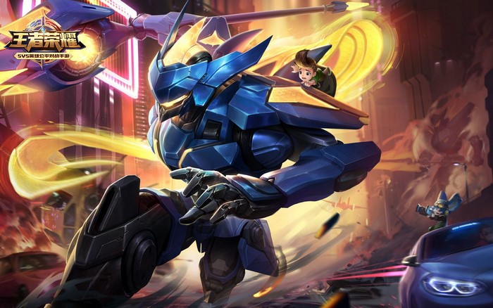 King of Glory game poster with mecha and characters