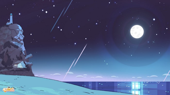 Steven Universe night sky over the ocean