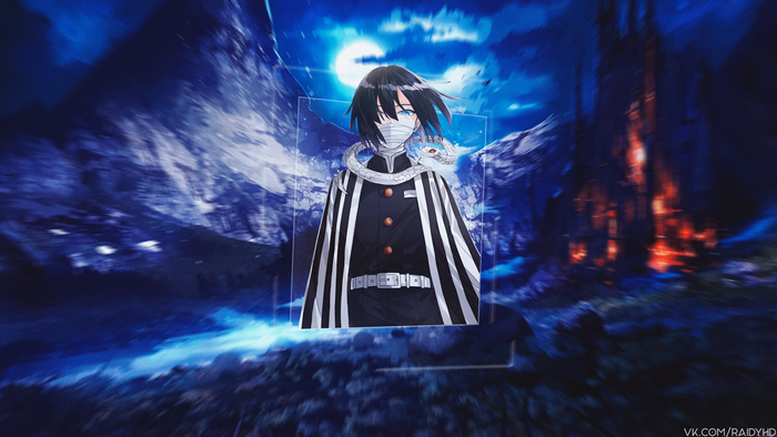 Obanai Iguro from Kimetsu no Yaiba with a snake