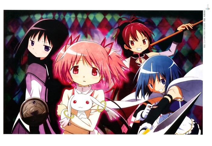 Mahou Shoujo Madoka Magica characters with Kyuubey