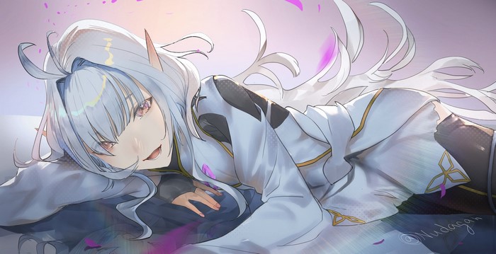 Anime girl with silver hair and elf ears
