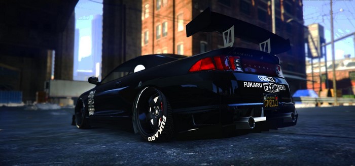 Black Penumbra GTA V car with custom decals