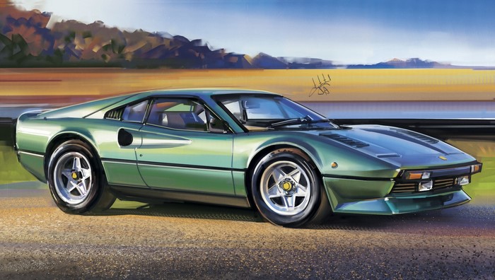 Green Ferrari 308 GTS by Aleksandr Sidelnikov