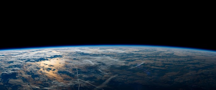 Earth from space with clouds and ocean